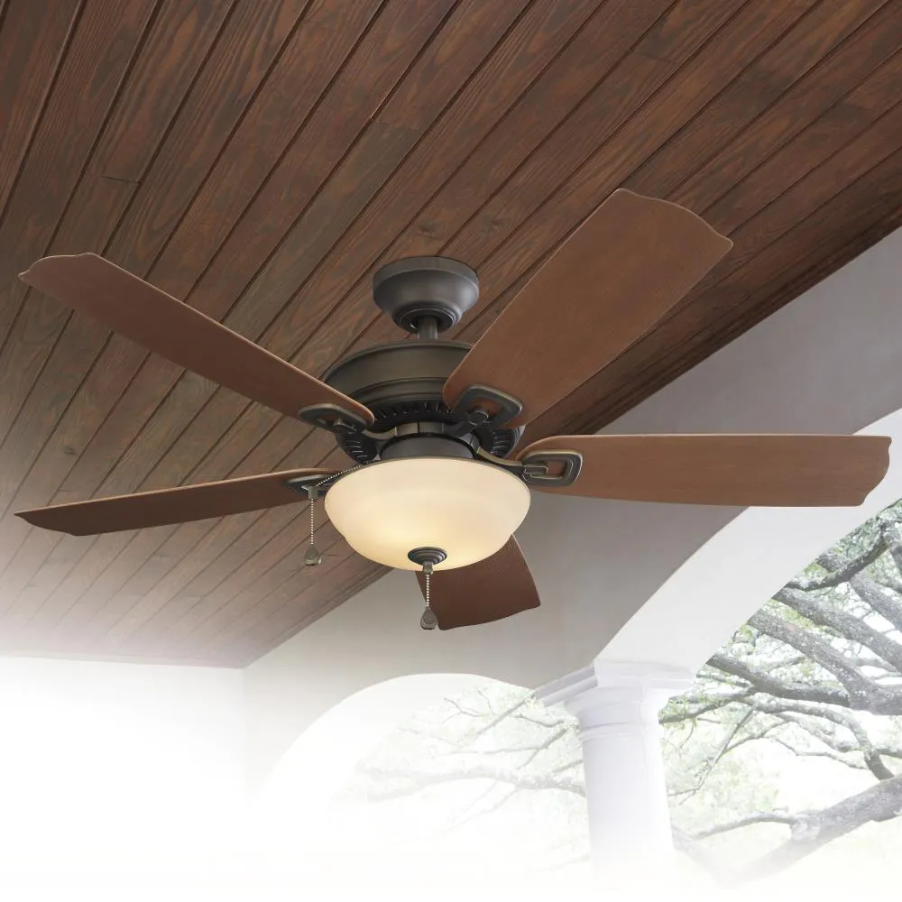 Harbor Breeze Echolake 52-in Oil-Rubbed Bronze LED Indoor/Outdoor Ceiling Fan with Light Kit (5-Blade), photo 5 of 9
