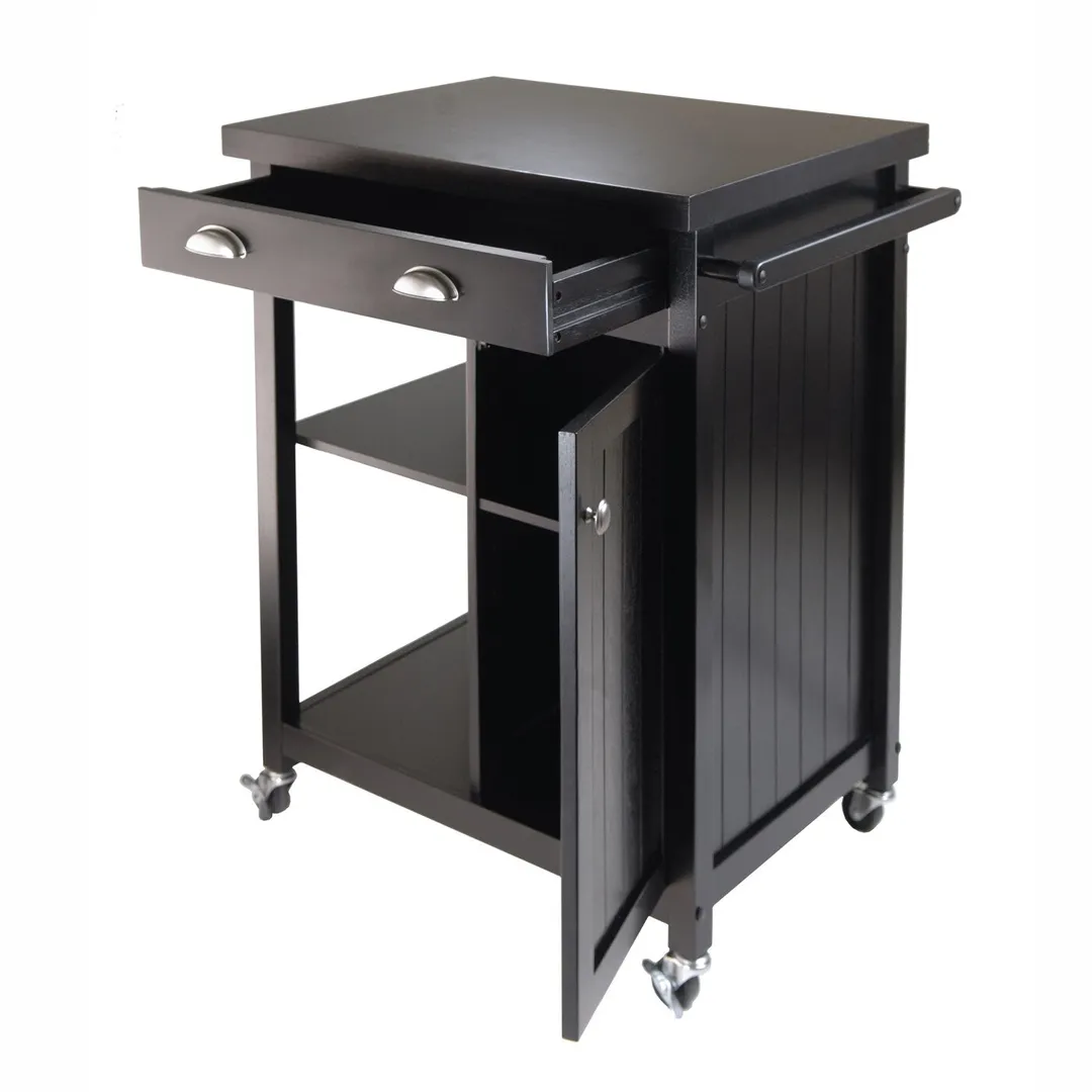 Winsome Wood Black Composite Base with Composite Wood Top Rolling Kitchen Cart (19.37-in x 27.76-in x 34-in), photo 2 of 6