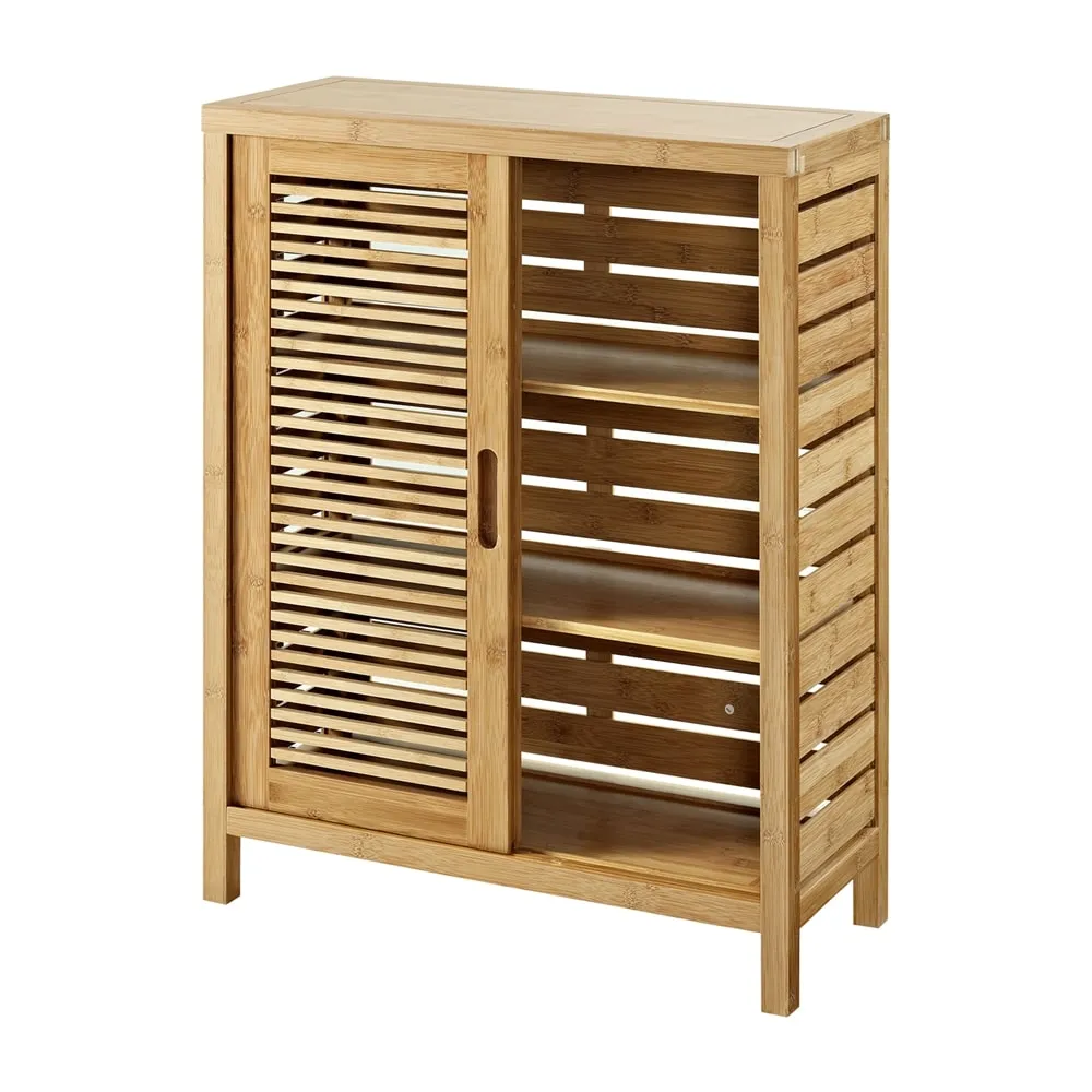 Linon Bracken 26-in x 33-in x 11-in Natural Bamboo Wood Freestanding Linen Cabinet, photo 2 of 11