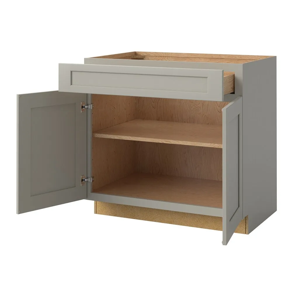 allen + roth Stonewall 36-in W x 34.5-in H x 24-in D Stone 1-Drawer Base Fully Assembled Cabinet (Flat Panel Shaker Style), photo 6 of 18