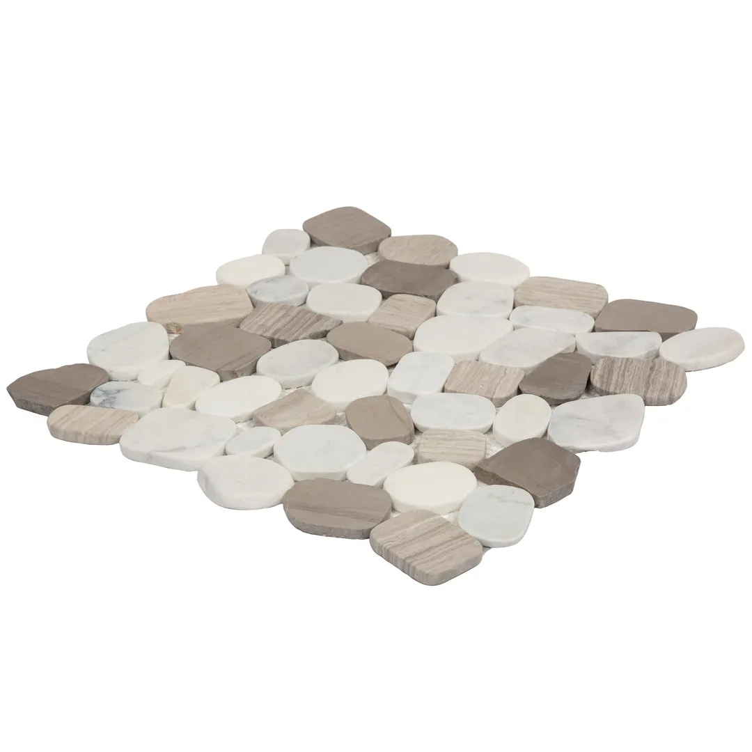 Satori Mixed Warm Blend 12-in x 12-in Honed Natural Stone Marble Pebble Floor and Wall Tile (9.6-sq ft/Carton), photo 4 of 8