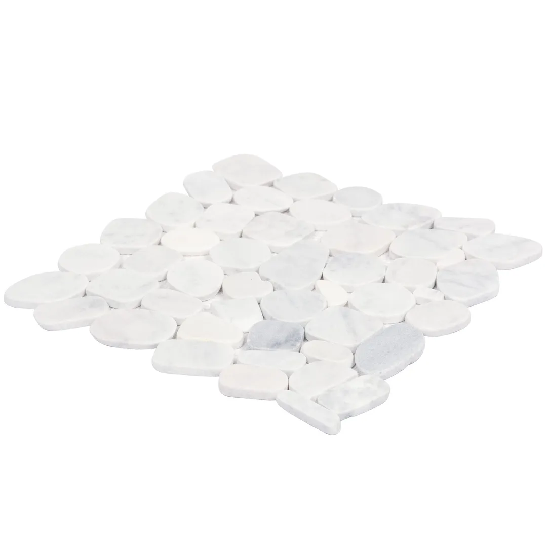 Satori 10-Pack Mixed White Marble 12-in x 12-in Honed Natural Stone Pebble Mosaic Floor and Wall Tile, photo 8 of 12