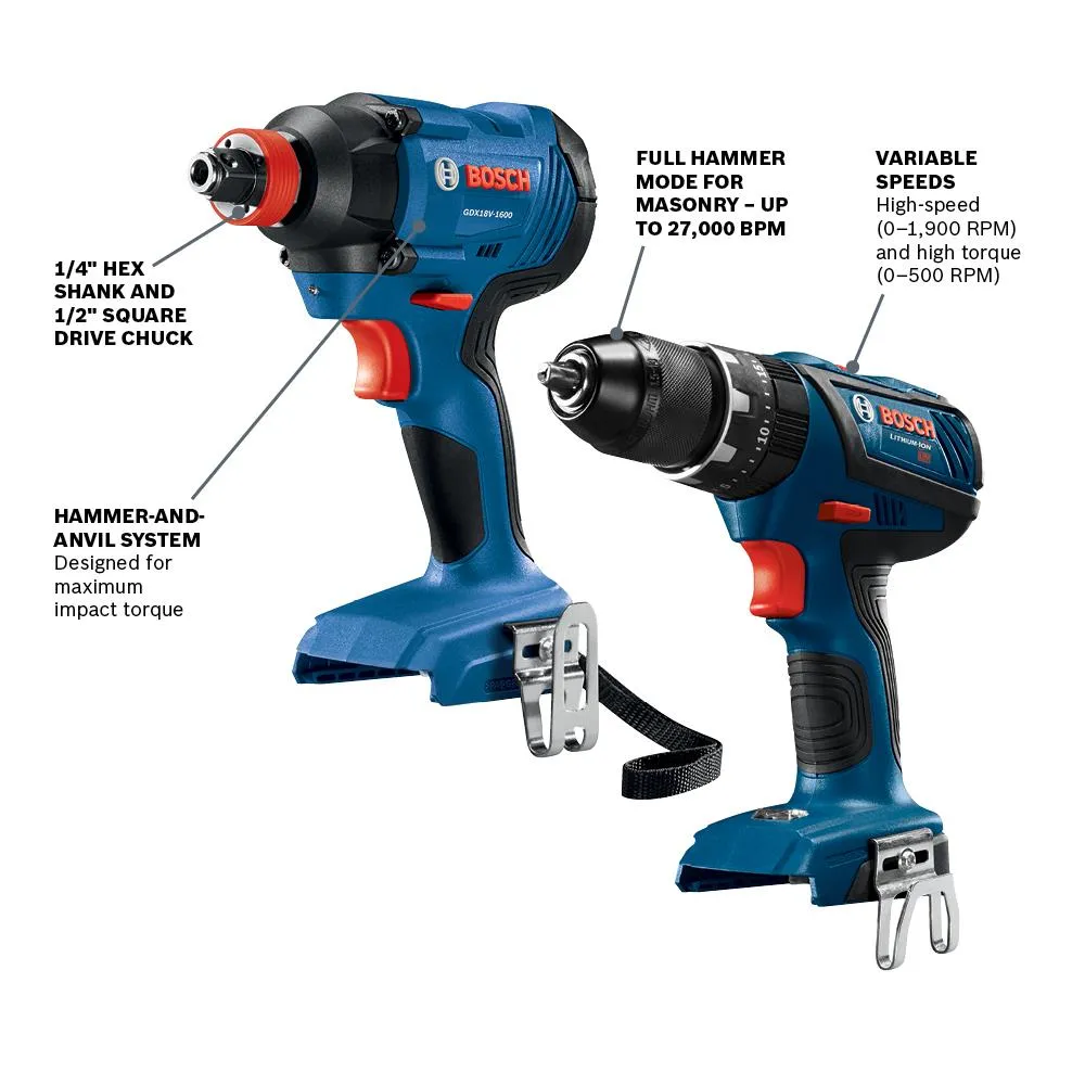 Bosch Core18V 2-Tool Cordless Combo Kit with Soft Case, Charger and (2) 4.0Ah Batteries, photo 2 of 8