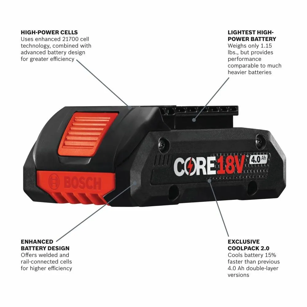 Bosch Core18V 2-Tool Cordless Combo Kit with Soft Case, Charger and (2) 4.0Ah Batteries, photo 3 of 8