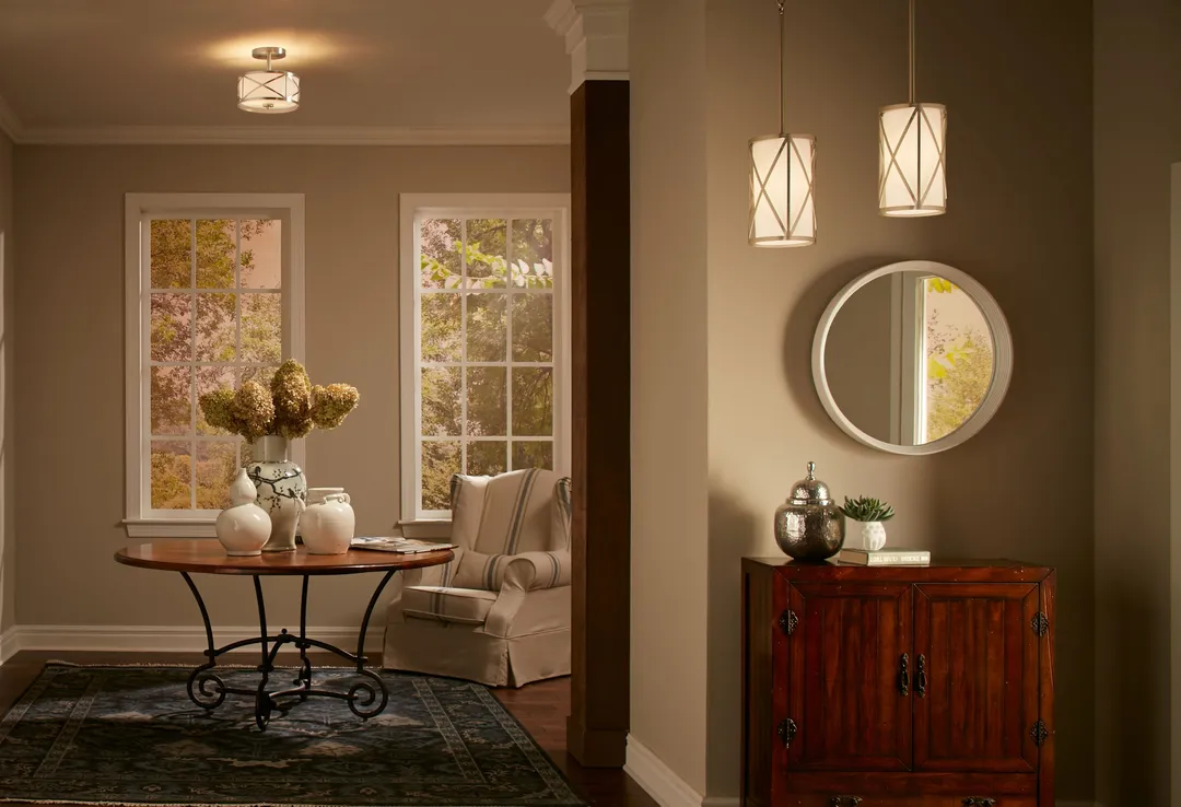 Kichler Edenbrook 11.38-in Brushed Nickel Modern/Contemporary Incandescent Semi-Flush Mount Light, photo 8 of 13