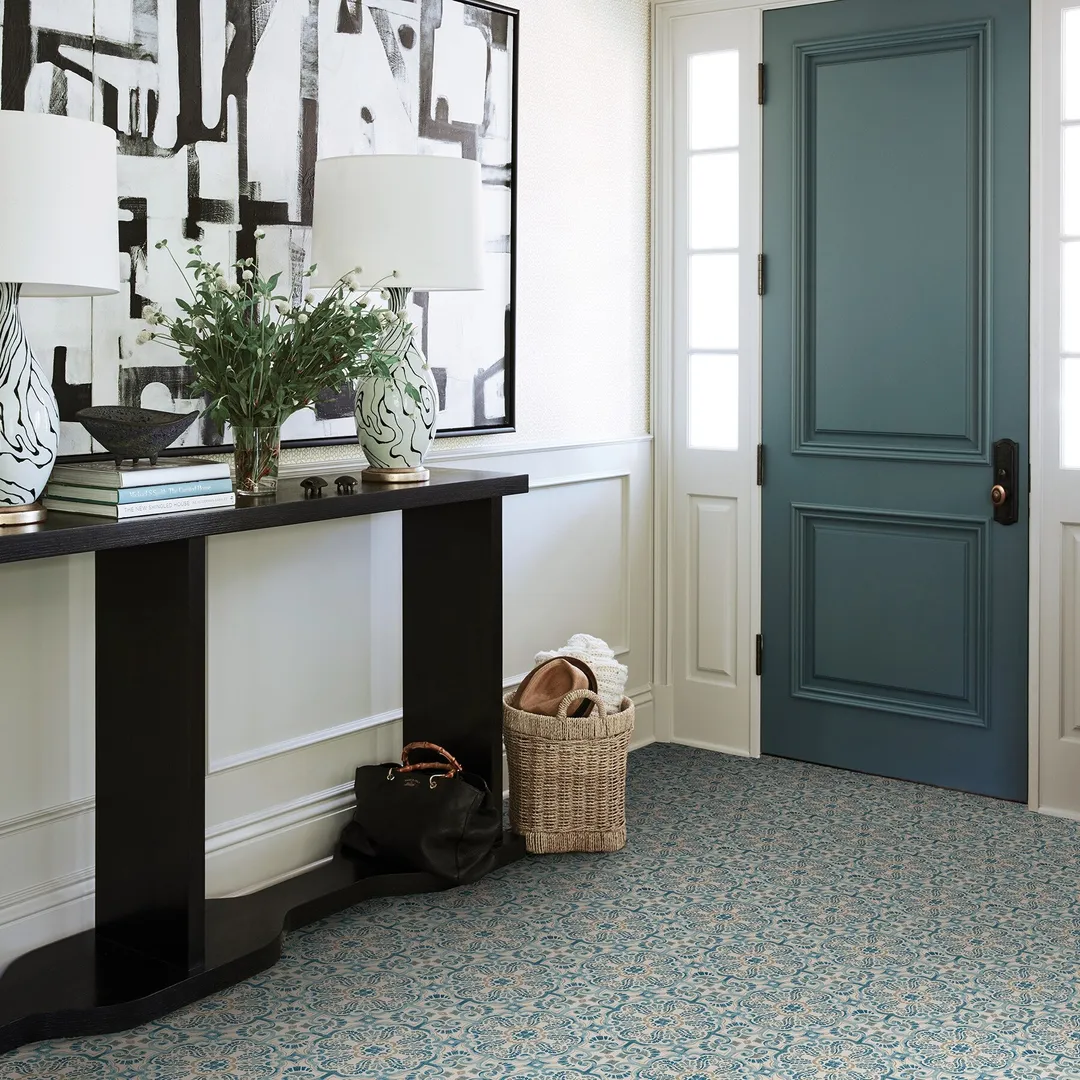 FloorPops Fontaine 12-in x 12-in Blue Peel and Stick Vinyl Floor Tile, 20-Pack (20-sq ft), photo 6 of 8