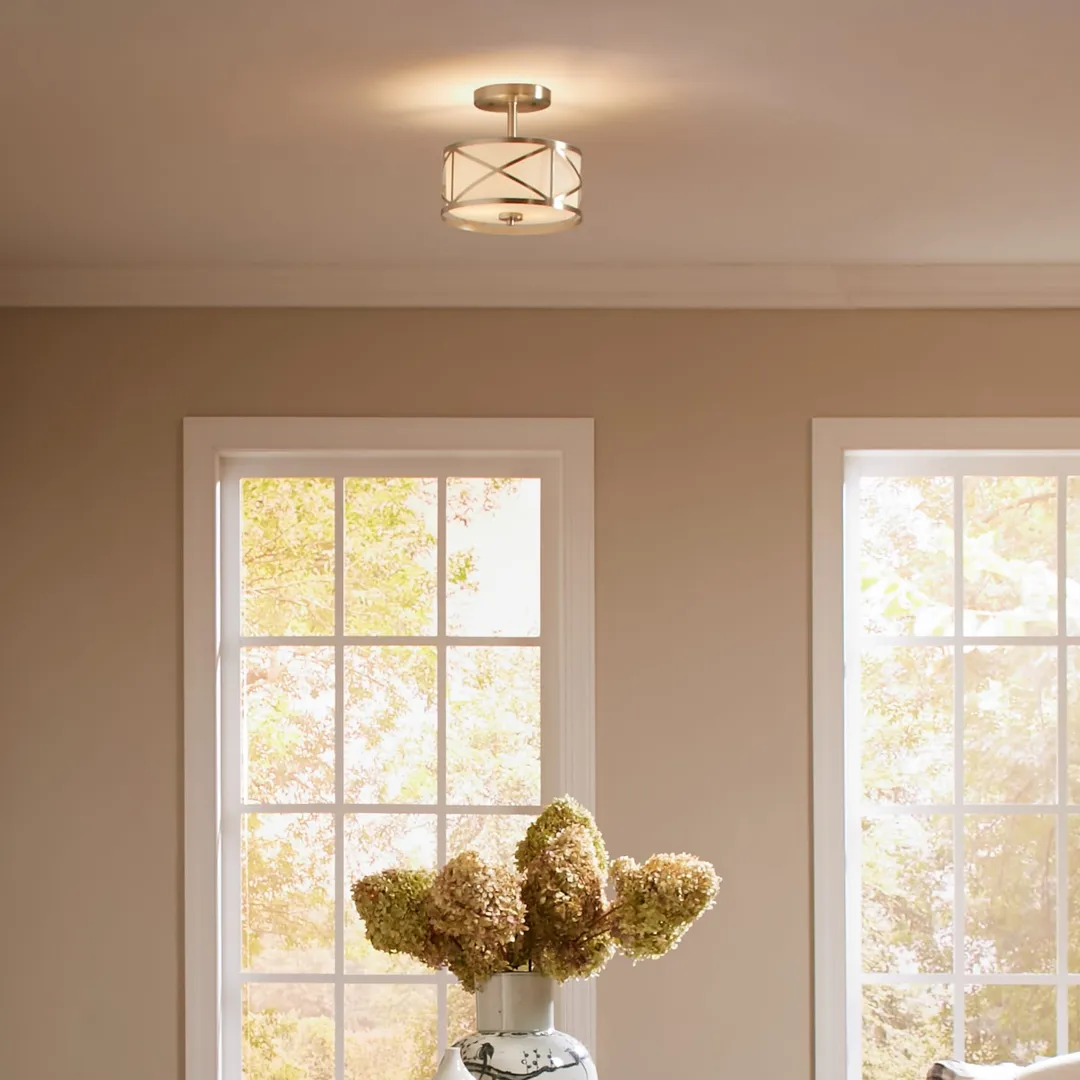 Kichler Edenbrook 11.38-in Brushed Nickel Modern/Contemporary Incandescent Semi-Flush Mount Light, photo 9 of 13