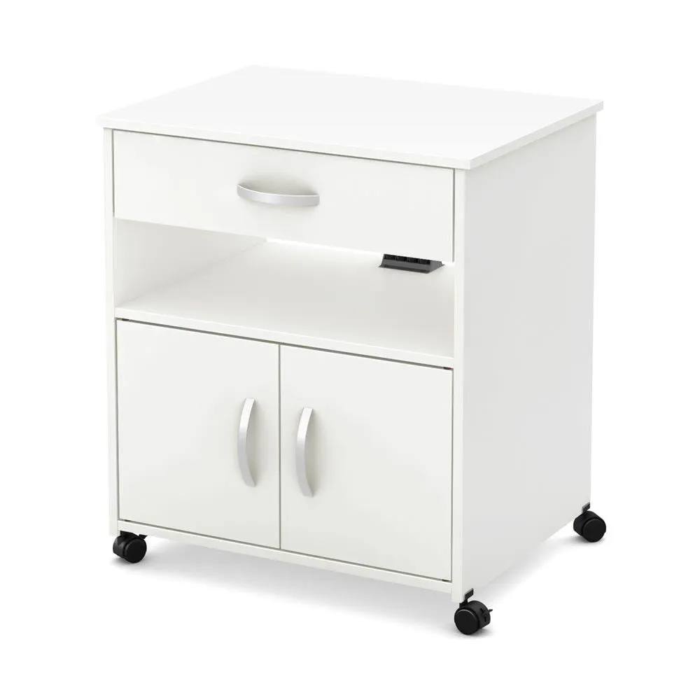 South Shore Furniture White Composite Base with Composite Laminate Top Rolling Microwave Cart (19.75-in x 26-in x 27.25-in), photo 4 of 4