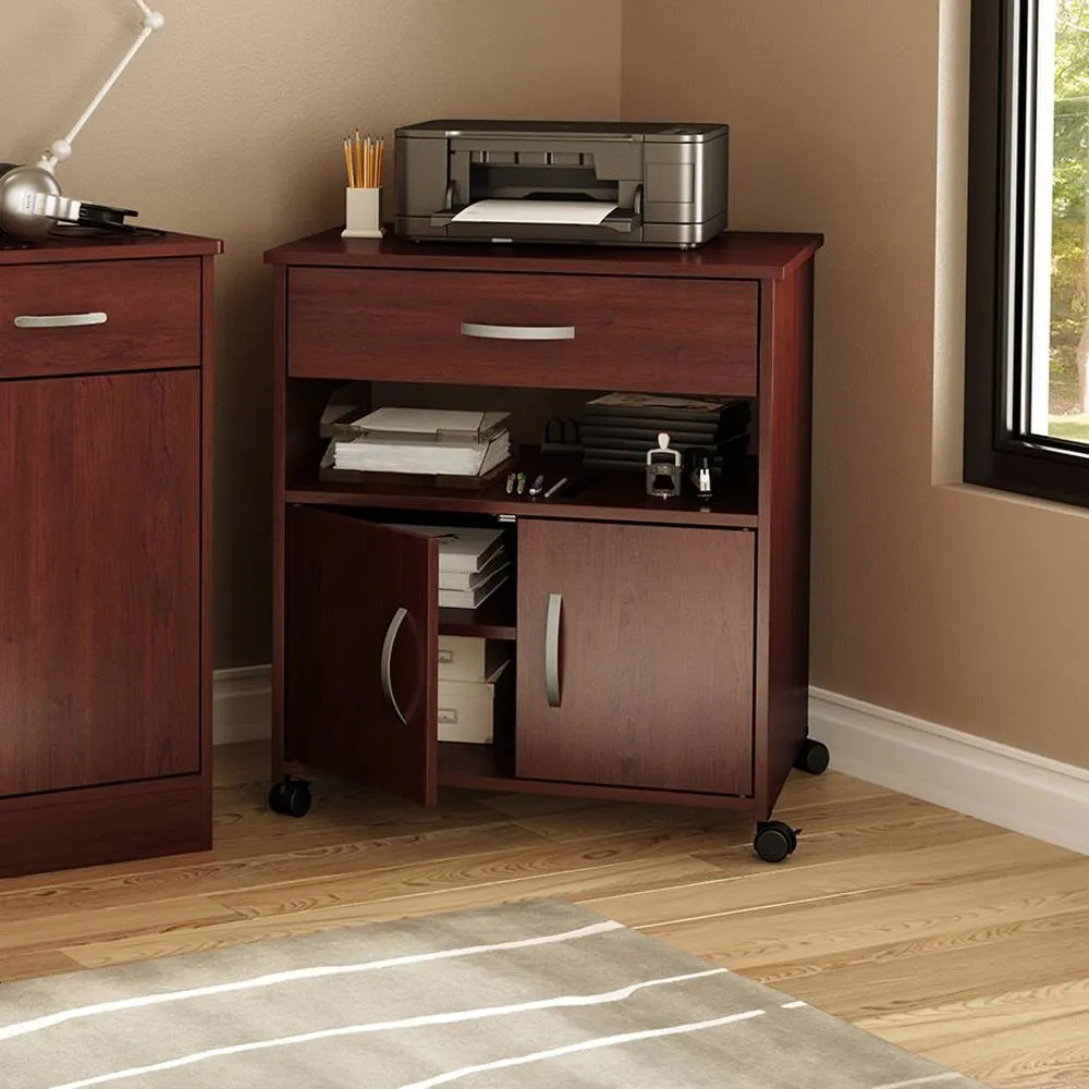 South Shore Furniture Brown Composite Base with Wood Laminate Top Rolling Microwave Cart (19.75-in x 26-in x 27.25-in), photo 3 of 4