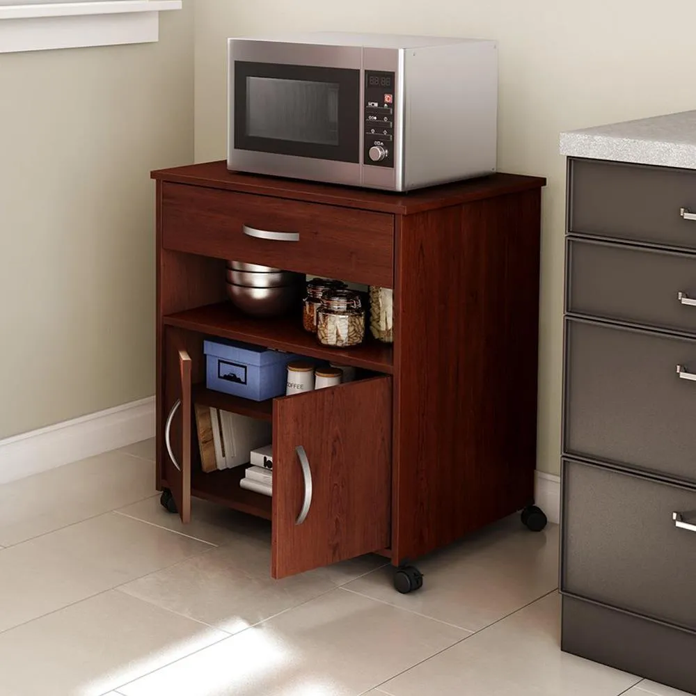 South Shore Furniture Brown Composite Base with Wood Laminate Top Rolling Microwave Cart (19.75-in x 26-in x 27.25-in), photo 4 of 4