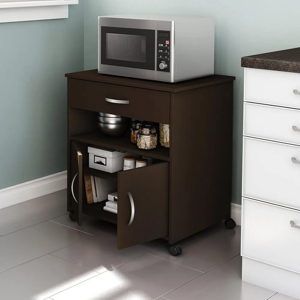 South Shore Furniture Brown Composite Base with Composite Laminate Top Rolling Microwave Cart (19.75-in x 26-in x 27.25-in), photo 3 of 3