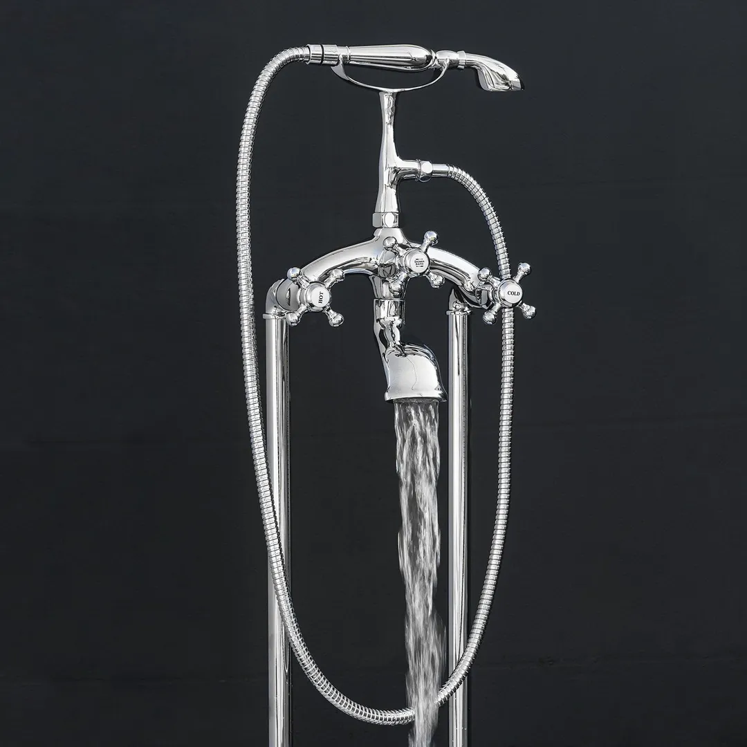 AKDY 40-in Chrome 3-Handle Freestanding Bathtub Faucet with Hand Shower, photo 4 of 8