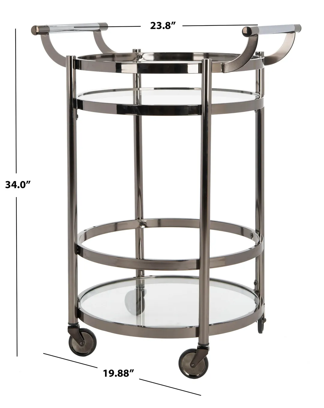 Safavieh Gray Metal Base with Glass Top Kitchen Cart (23.8-in x 19.9-in x 34-in), photo 7 of 7