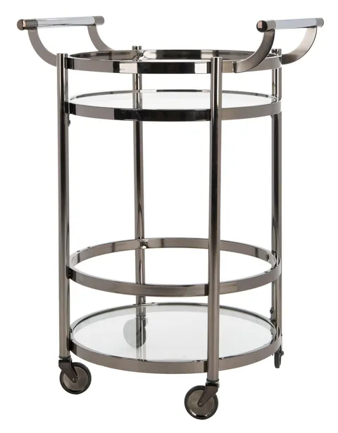 Gray Metal Base with Glass Top Kitchen Cart (23.8 × 19.9 × 34 in)