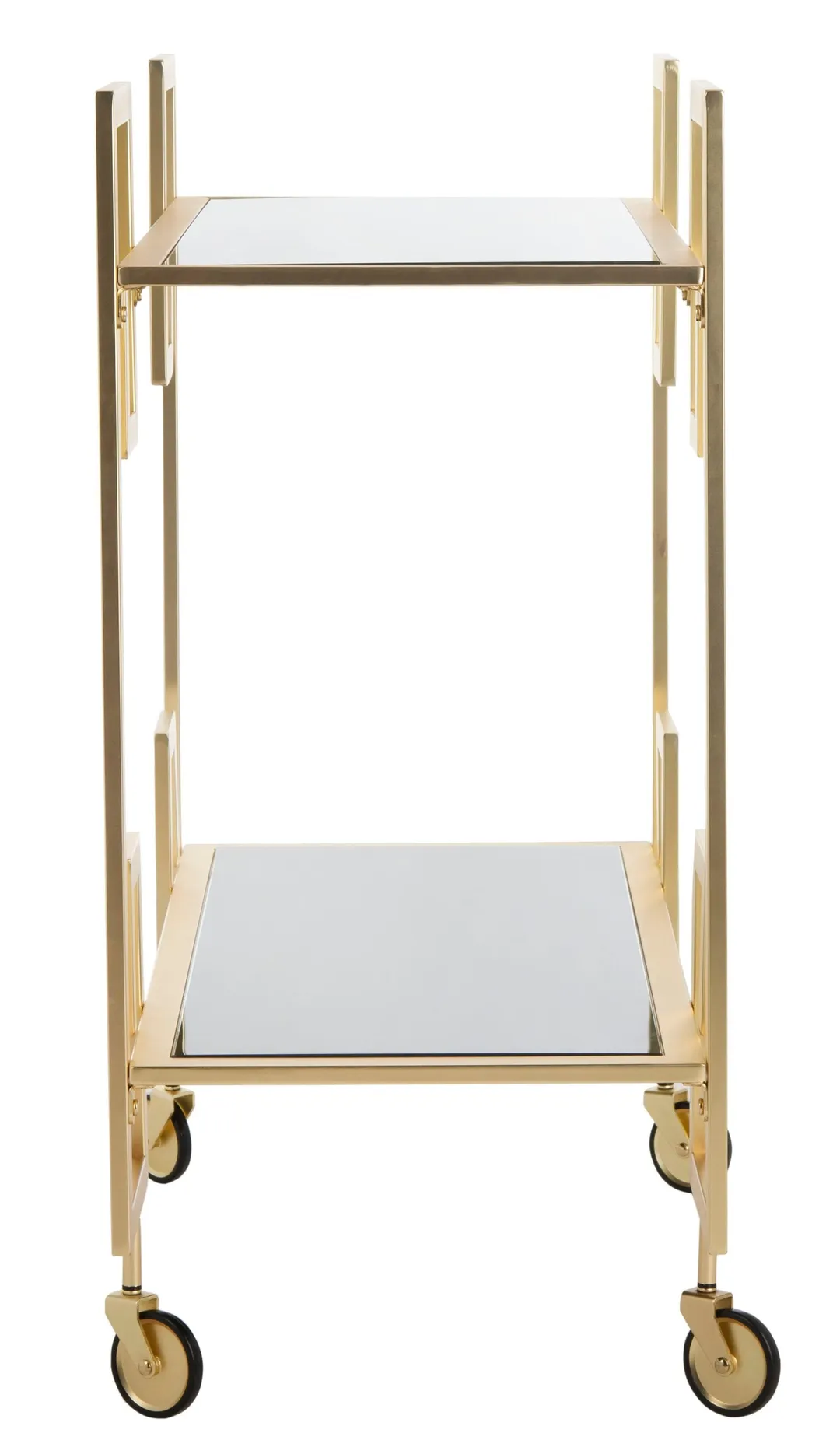 Safavieh Eliza Gold Metal Base with Black Glass Rolling Kitchen Cart (31.3-in x 16-in x 33-in), photo 3 of 6