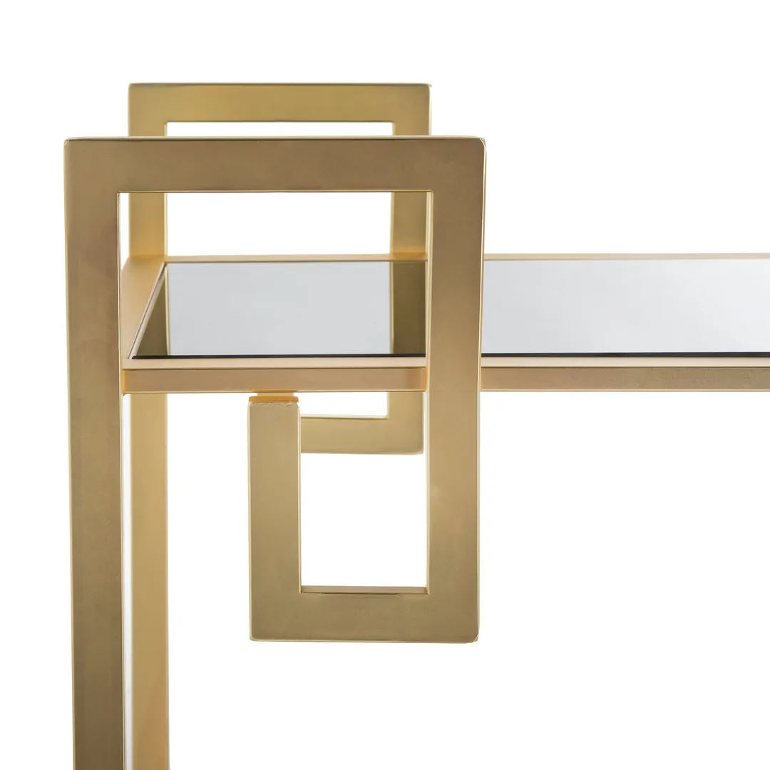 Safavieh Eliza Gold Metal Base with Black Glass Rolling Kitchen Cart (31.3-in x 16-in x 33-in), photo 5 of 6