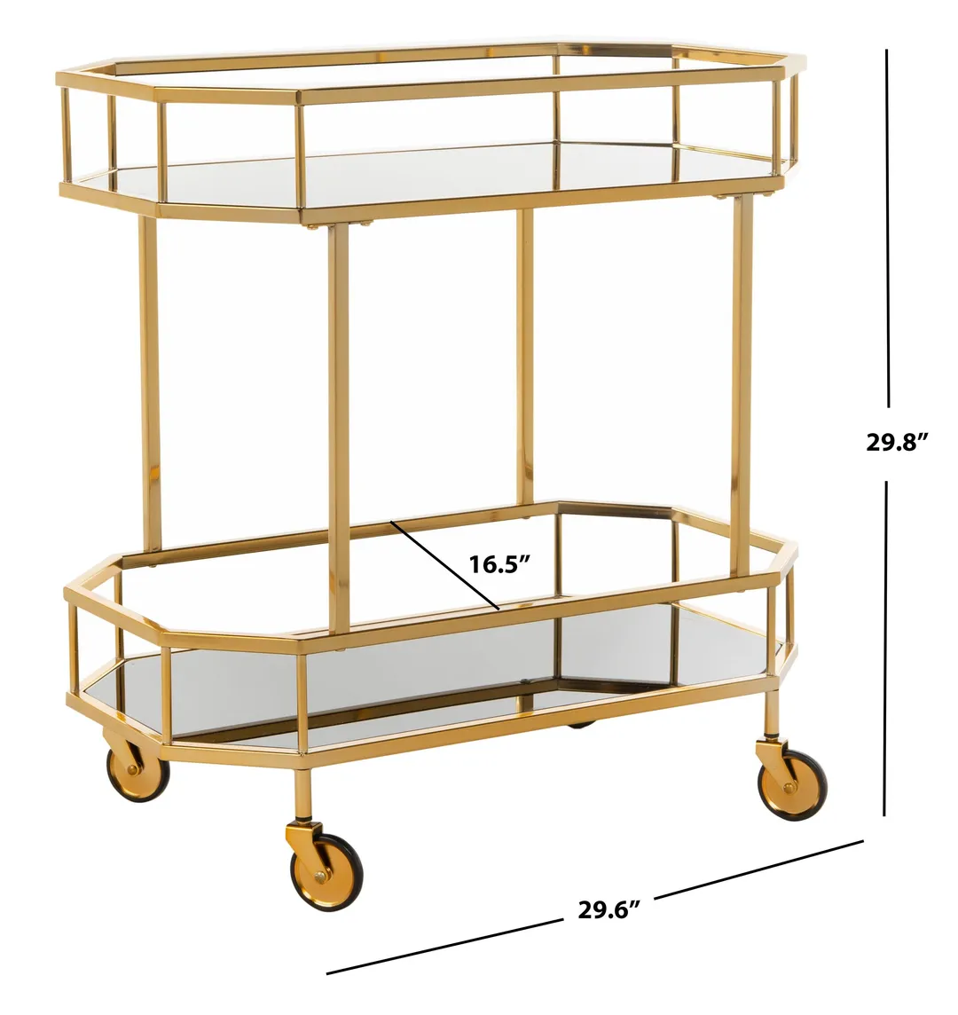 Safavieh Gold Metal Base with Glass Top Kitchen Cart (29.6-in x 16.5-in x 29.8-in), photo 4 of 6