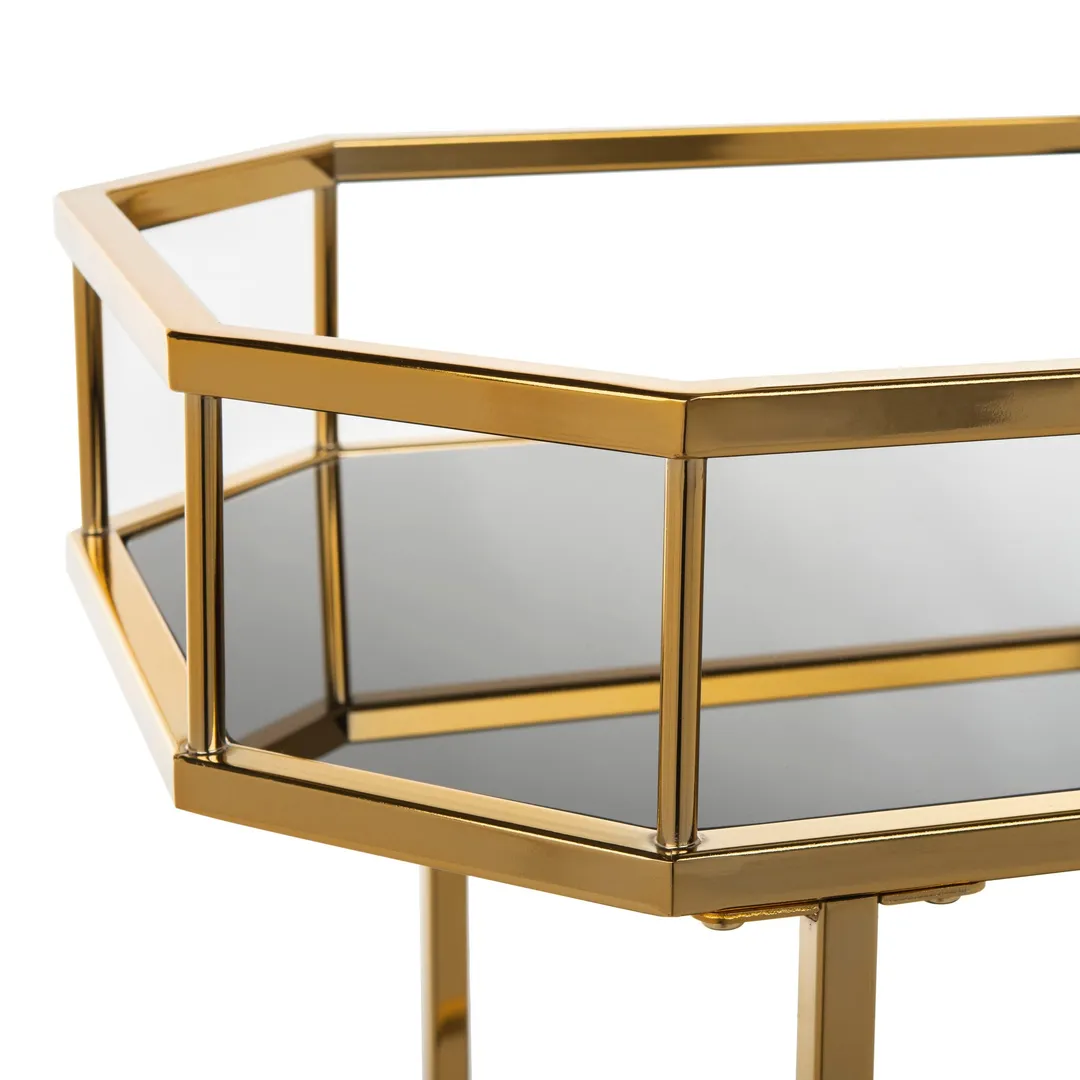Safavieh Gold Metal Base with Glass Top Kitchen Cart (29.6-in x 16.5-in x 29.8-in), photo 5 of 6
