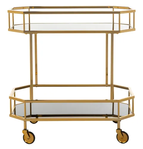 Gold Metal Base with Glass Top Kitchen Cart