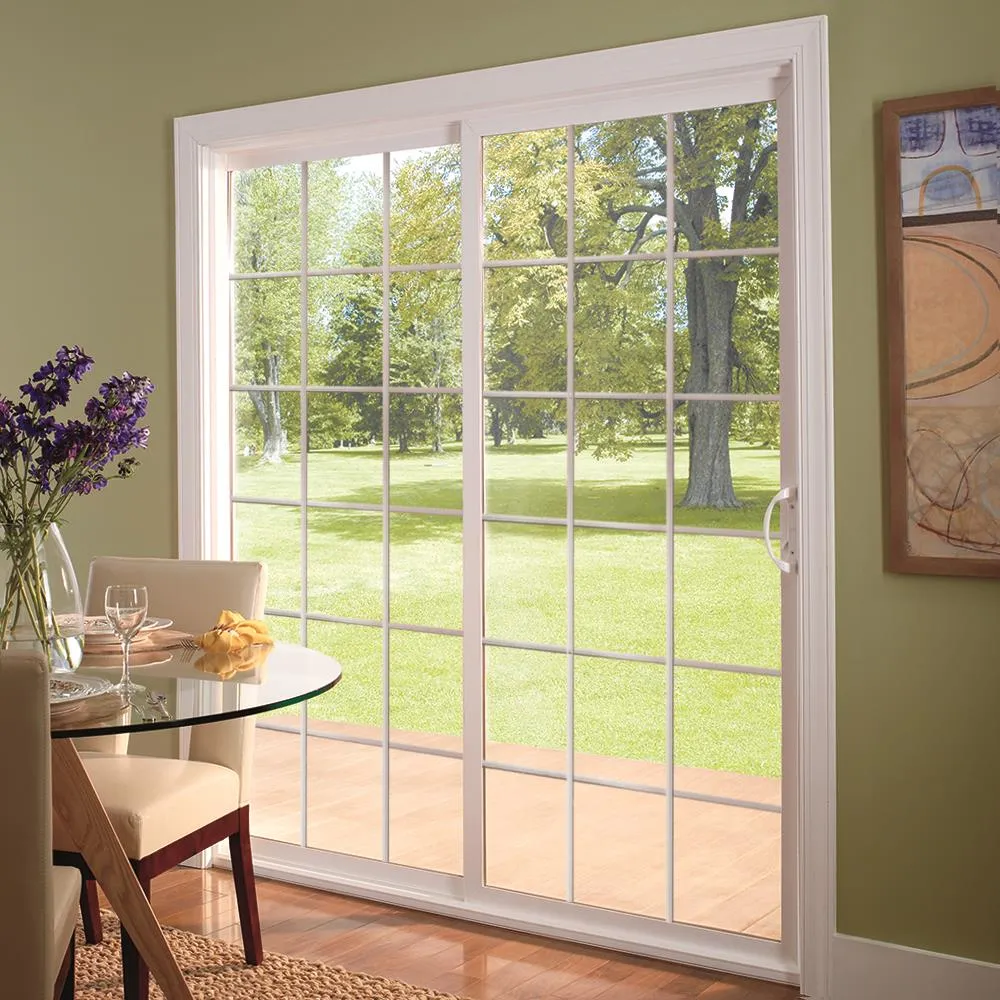 Pella 150 Series 72-in x 80-in 4-9/16-in Low-E Argon Grilles-Between-the-Glass White Vinyl Universal Sliding Double Patio Door, photo 4 of 8