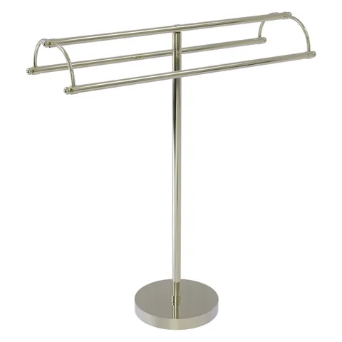 Free Standing Double Arm Towel Holder in Polished Nickel