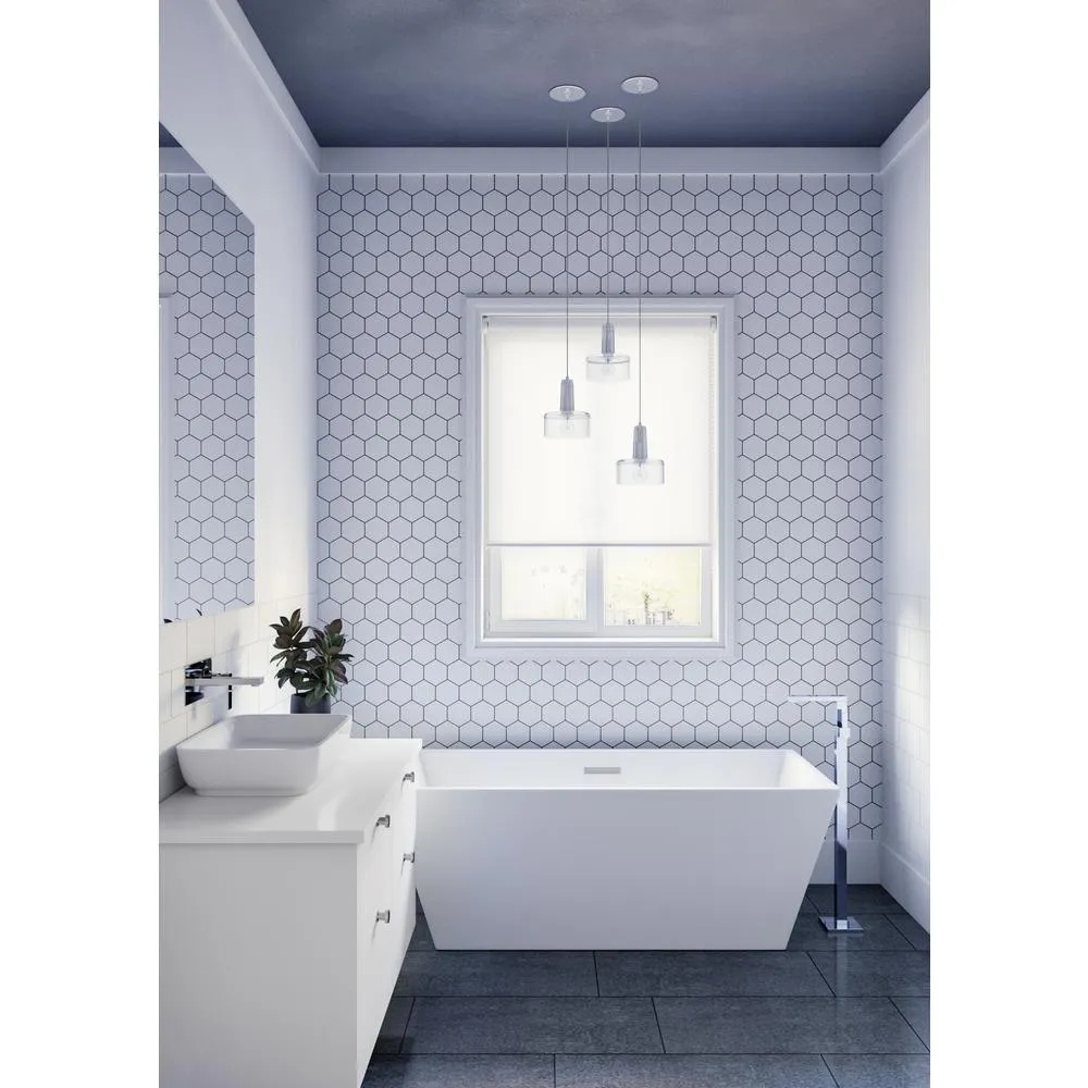 67 in. Acrylic Center Drain Rectangle Flat Bottom Freestanding Bathtub in White, photo 2 of 7
