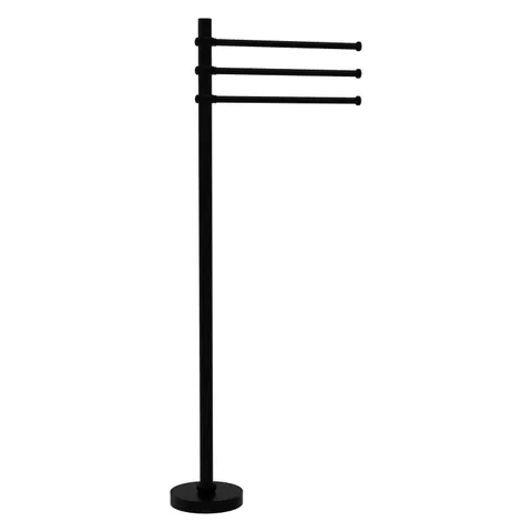 Towel Stand with 3 Pivoting 12-in Arms in Matte Black