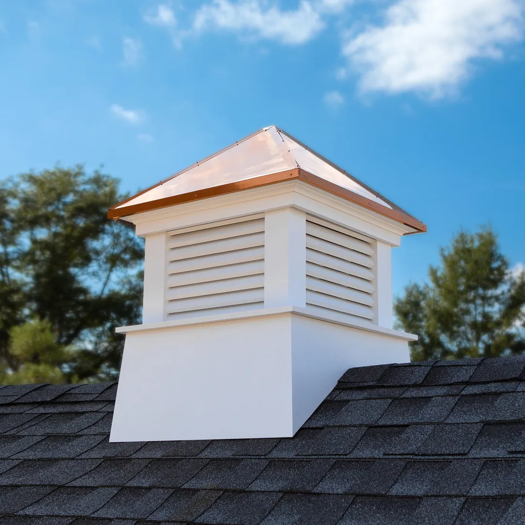 Good Directions Cornwall 22-in x 27-in White Vinyl Cupola with 24-Gauge Copper Hip Roof, photo 2 of 7