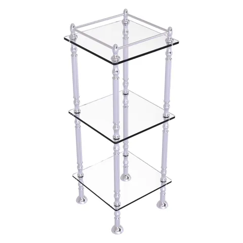 14 × 38 × 14 in 3-Shelf Étagère, Satin Chrome