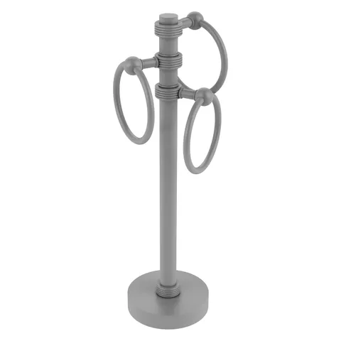 Matte Gray Freestanding Towel Rack, 15 in Height, 3 Rings