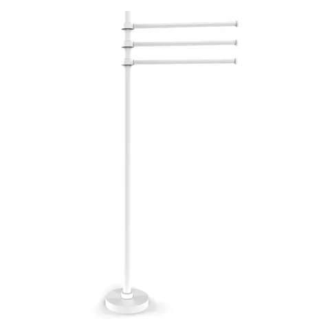 Matte White Freestanding Towel Rack, 39-in Height with 3 Pivoting Arms