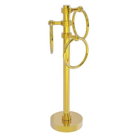 Polished Brass Freestanding Towel Rack, 15 in H, 3 Rings