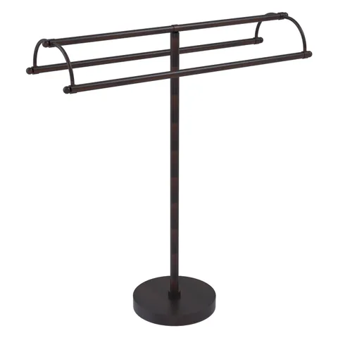 Free Standing Double Arm Towel Holder in Venetian Bronze, 31 in Width