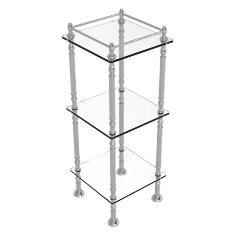 Three Tier Etagere with 14 × 14 in Shelves in Satin Nickel