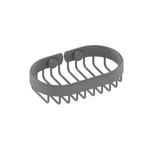 Oval Soap Basket, Solid Brass, Matte Gray, 3.6 in wide · 6 in deep · 1.5 in high