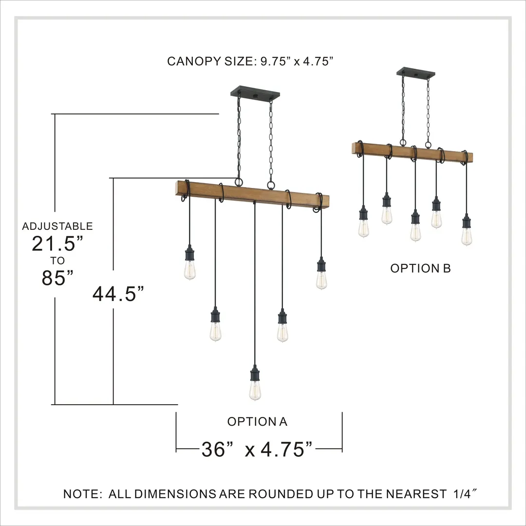 Quoizel Mesquite 5-Light Weathered Black with Faux Aged Walnut Farmhouse Chandelier, photo 14 of 14