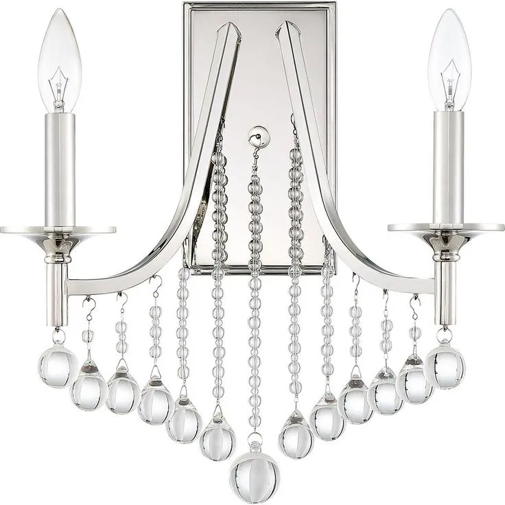 Queenship 2-Light Polished Nickel Wall Sconce, photo 4 of 4