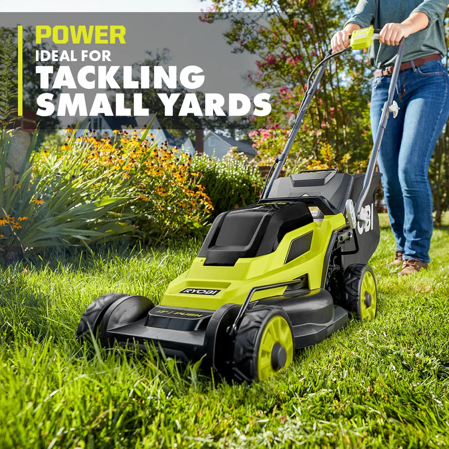 RYOBI 13 in. ONE+ 18-Volt Lithium-Ion Cordless Walk-Behind Push Lawn Mower Kit with 4.0Ah Battery and Charger, photo 3 of 8