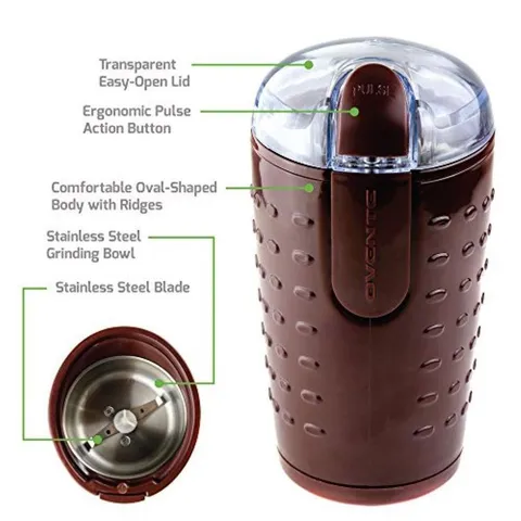 2.5 oz. Brown One-Touch Electric Coffee Grinder and Other Spices-Seeds Nuts