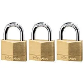 3-Pack 1.55-in Brass Keyed Padlock
