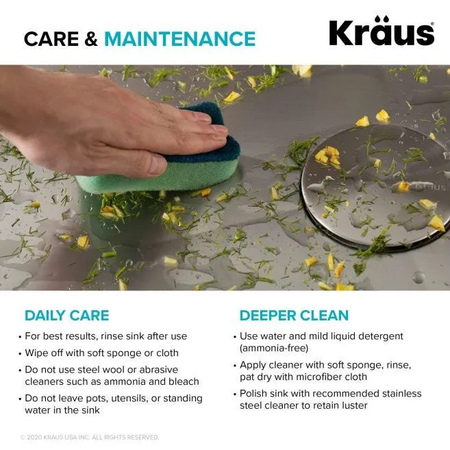 KRAUS Standart PRO 24 in. x 18.5 in. x 12 in. 16-Gauge Undermount Single Bowl Stainless Steel Laundry & Utility Sink, Satin, photo 3 of 3
