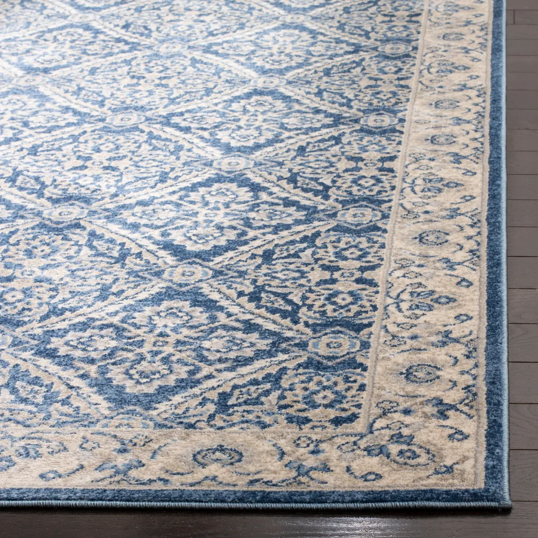 Safavieh Brentwood Jaleh 2 x 8 Navy/Creme Indoor Floral/Botanical French Country Runner Rug, photo 3 of 6