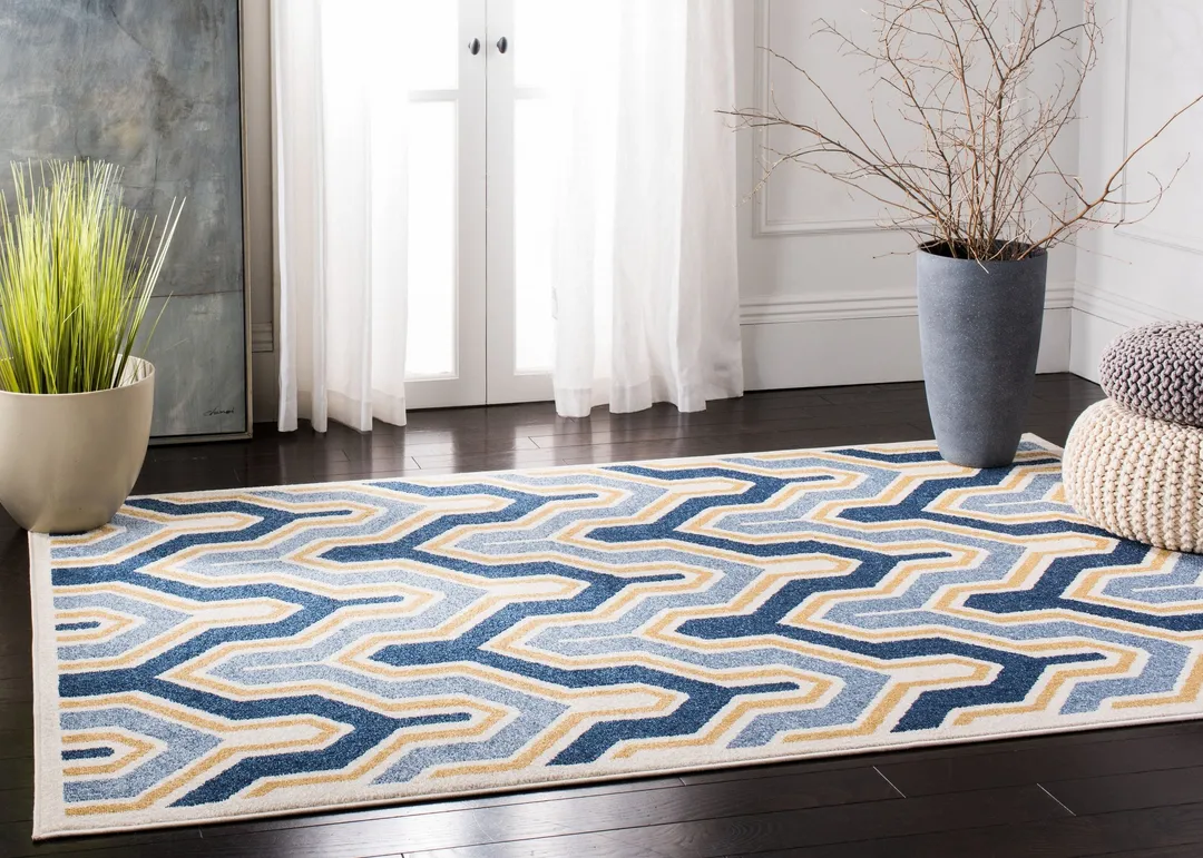 Safavieh Amherst Barkley 3 x 5 Ivory/Gold Indoor/Outdoor Abstract Mid-Century Modern Throw Rug, photo 5 of 8