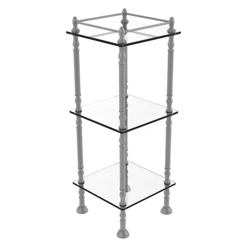 Three Tier Etagere with 14 × 14 in Shelves in Matte Gray