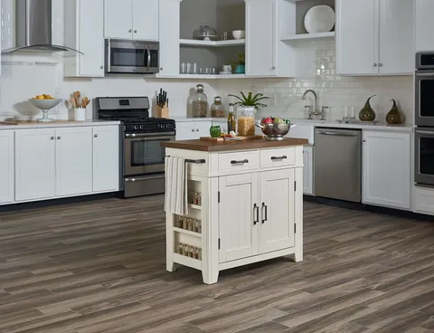 White Wood Base with MDF Wood Top Kitchen Island (39 × 21 × 36 in)