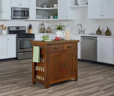 Brown Wood Base with MDF Wood Top Kitchen Island (39 × 21 × 36 in)