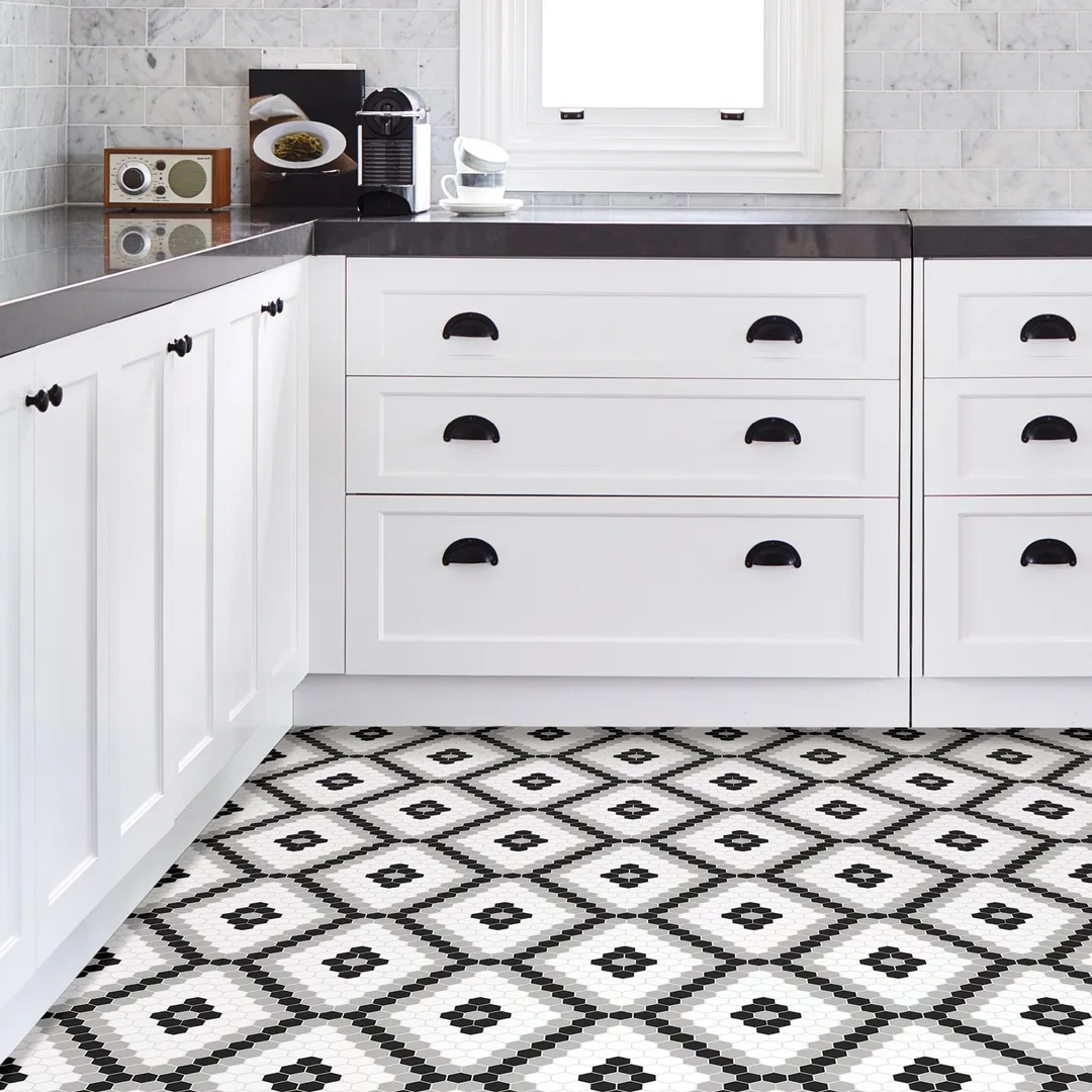 FloorPops Black 12-in x 12-in Water Resistant Peel and Stick Vinyl Tile Flooring (20-sq ft), photo 2 of 8