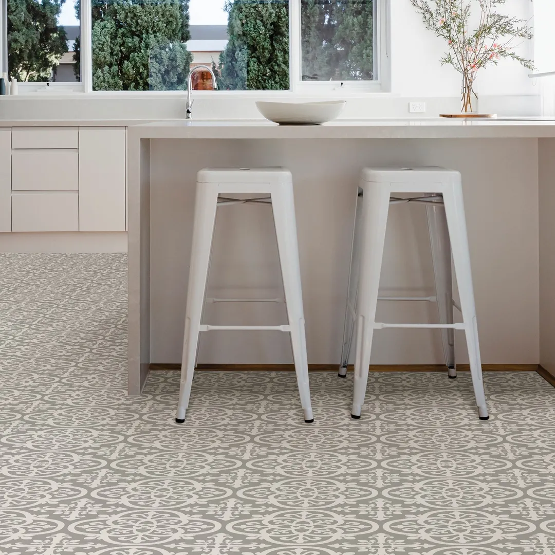 FloorPops Grey 12-in x 12-in Water Resistant Peel and Stick Vinyl Tile Flooring, 20-sq ft Carton, photo 6 of 8