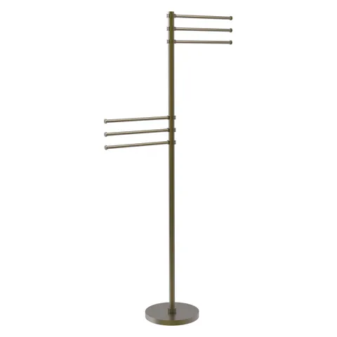 Antique Brass Freestanding Towel Rack, 52.2-in Height, 6 Pivoting Arms