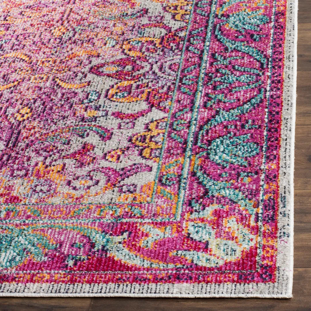 Safavieh Crystal Tristan 5 x 8 Light Blue/Fuchsia Indoor Floral/Botanical Oriental Area Rug, photo 3 of 5